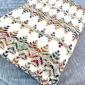 Vintage Monks Cloth Swedish Huck Weaving Multicolor Blanket 48x65” Handmade